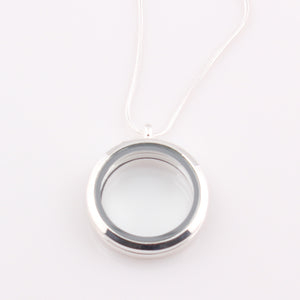 Float Locket Necklace Glass Float Charms Memory Locket Pendant Chain Necklace ZN94