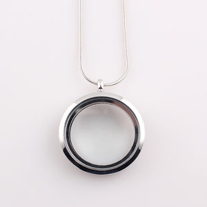 Float Locket Necklace Glass Float Charms Memory Locket Pendant Chain Necklace ZN94