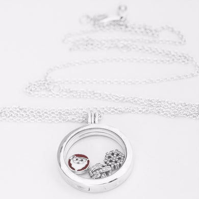 Ciondolo galleggiante Regalo di Natale Europa Collana con CZ trasparente da donna Argento sterling 925 per medaglione galleggiante di gioielli di moda da donna 