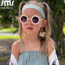 Load image into Gallery viewer, Flower Kids Sunglasses Shiny Rhinestone Pearl Children Sun Glasses UV400 Goggles Girls Boys Eyewear AB Crystal