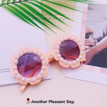 Load image into Gallery viewer, Flower Kids Sunglasses Shiny Rhinestone Pearl Children Sun Glasses UV400 Goggles Girls Boys Eyewear AB Crystal