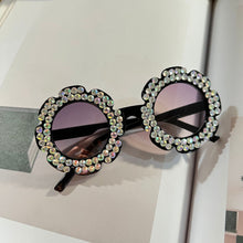 Load image into Gallery viewer, Flower Kids Sunglasses Shiny Rhinestone Pearl Children Sun Glasses UV400 Goggles Girls Boys Eyewear AB Crystal