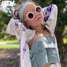 Load image into Gallery viewer, Flower Kids Sunglasses Shiny Rhinestone Pearl Children Sun Glasses UV400 Goggles Girls Boys Eyewear AB Crystal