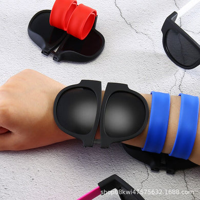 Folding Slap Sunglasses Polarized Mirror Women Slappable Bracelet Sun Glasses for Men Wristband Outdoor Colorful Fold Shades
