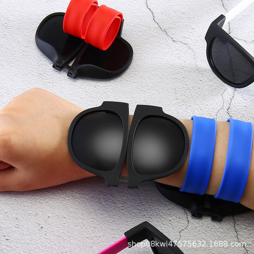 Occhiali da sole pieghevoli Slap Specchio polarizzato Bracciale schiaffeggiante da donna Occhiali da sole per uomo Polsino Tonalità pieghevoli colorate per esterni