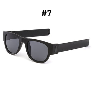 Occhiali da sole da polso pieghevoli Cinturino fantasia schiaffo da uomo Occhiali da sole da polso portatili Bracciale sportivo da donna Trend Occhiali da sole quadrati UV400 