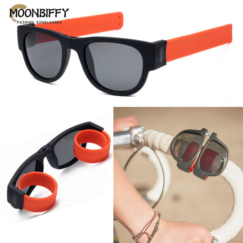 Occhiali da sole da polso pieghevoli Cinturino fantasia schiaffo da uomo Occhiali da sole da polso portatili Bracciale sportivo da donna Trend Occhiali da sole quadrati UV400 