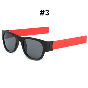 Occhiali da sole da polso pieghevoli Cinturino fantasia schiaffo da uomo Occhiali da sole da polso portatili Bracciale sportivo da donna Trend Occhiali da sole quadrati UV400 