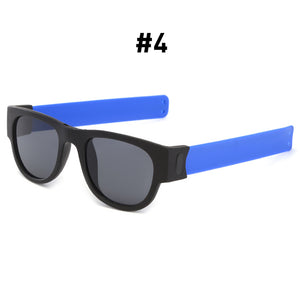 Occhiali da sole da polso pieghevoli Cinturino fantasia schiaffo da uomo Occhiali da sole da polso portatili Bracciale sportivo da donna Trend Occhiali da sole quadrati UV400 