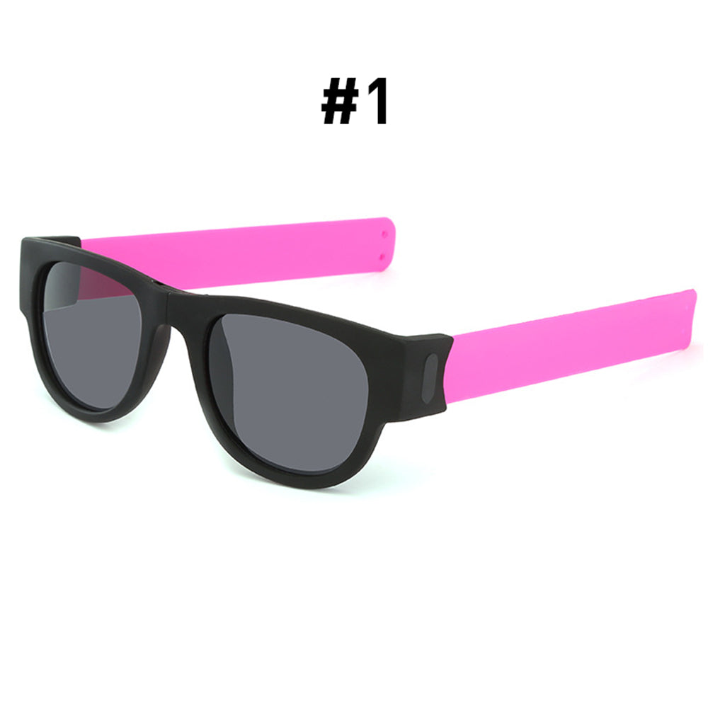Occhiali da sole da polso pieghevoli Cinturino fantasia schiaffo da uomo Occhiali da sole da polso portatili Bracciale sportivo da donna Trend Occhiali da sole quadrati UV400 