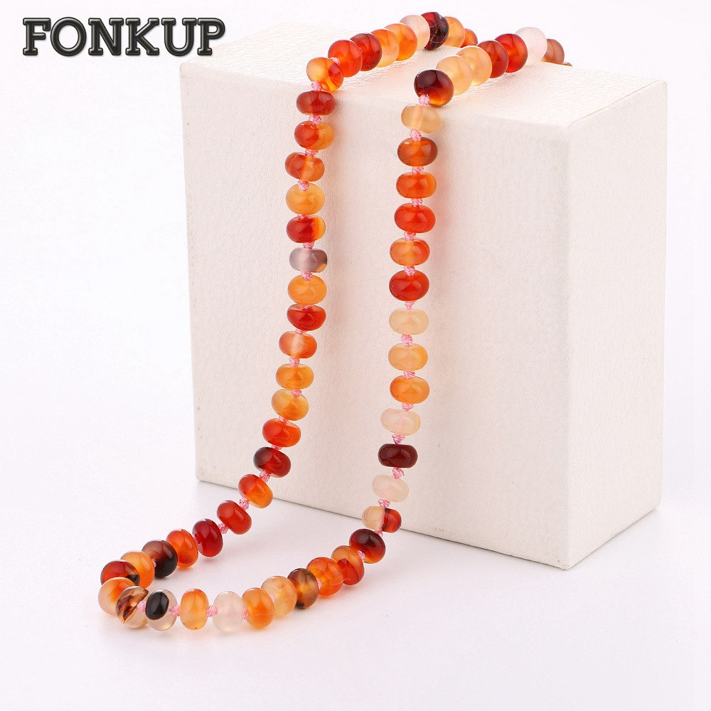 Agate Bead Necklace Power Gem Chain Women Vintage Jewellery Punk Men Naszyjnik Colorful Round Beads Personality Joyeria