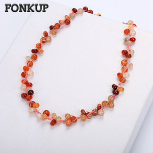 Agate Beads Necklace Power Gem Chains Stone Natural Jewellery Hyperbole Women Chain Original Geometric Kristal Chain Rope