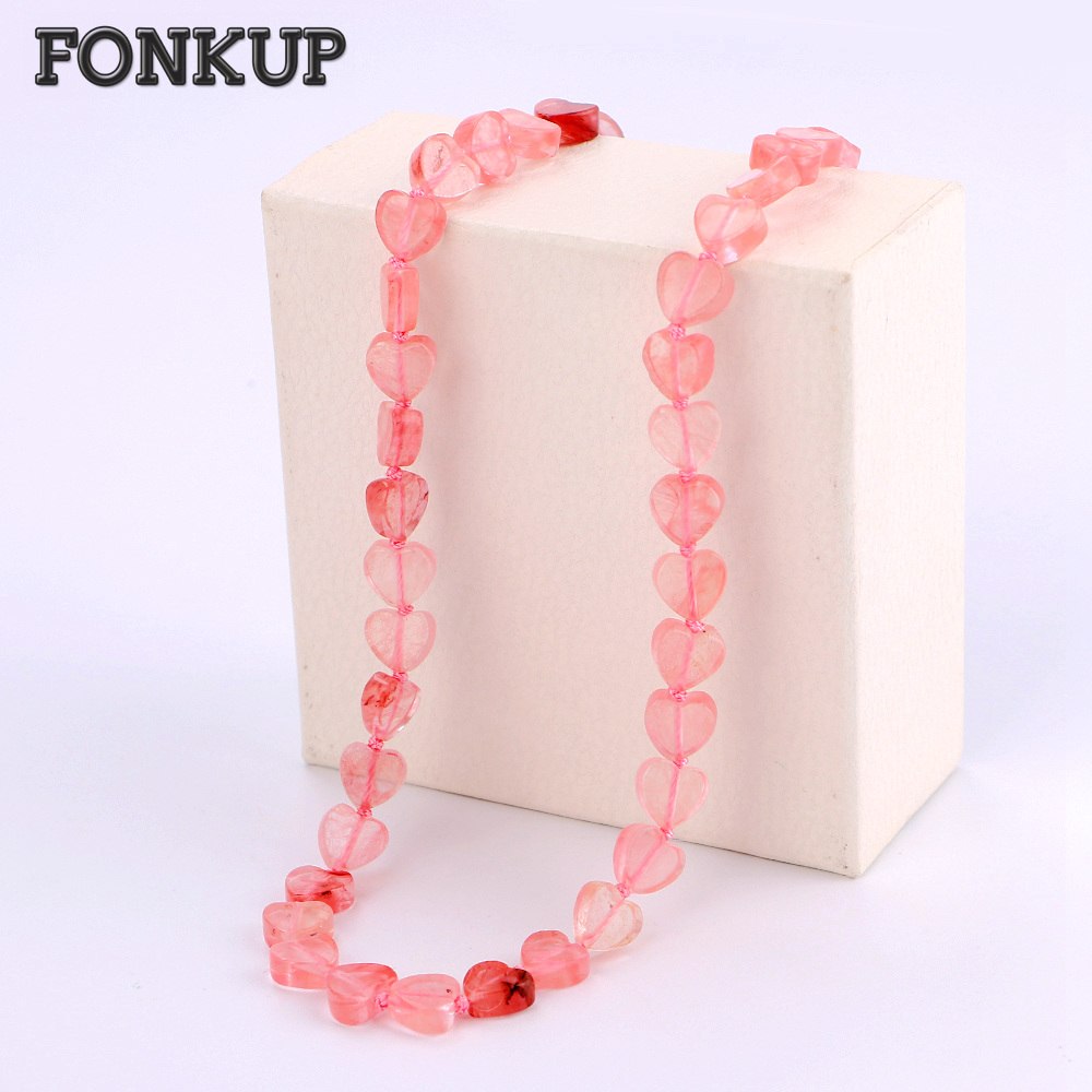 Cherry Quartz Chain Power Gem Necklace Hyperbole Ornaments Women Short Jewelry Heart-Shaped Fashion Accessories Crystal