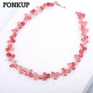 Collana al quarzo ciliegia Catena di perline di cristallo rosa Gioielli da donna corti Punk Ornamenti per feste femminili Catena rotonda personalizzata folk 