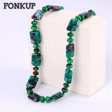 Epidote Necklace Ethnic Women Naszyjnik Men Chain Stone Crystal Jewelry Hand Made Ornaments Geometry Beads Bag Strawberry