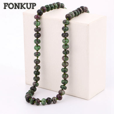 Ethnic Women Necklace Epidote Stone Chains Men Short Collane Beadwork Jewellery Party Accessories Round Beads Character