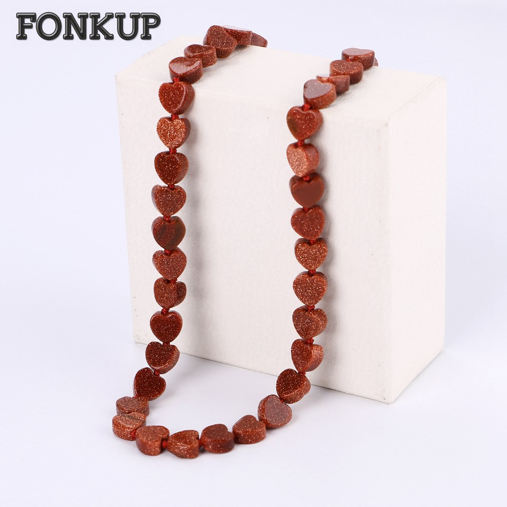 Goldstone Necklace Power Stone Collier Femme Jewelry Punk Men Accessories Manual Section Heart-Shaped Ornaments Lot Steam