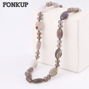 Gr Agate Necklace Natural Gemstone Power Jewelry Female Short Chain Bead Stone Energy Crystal Ornaments Exquisite Rope