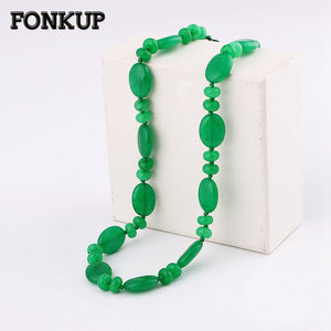 Green Agate Kettingen Women Short Necklaces Natural Bead Chain Jewellery Ethnic Men Amulet Crystal Energy Stone Ornaments