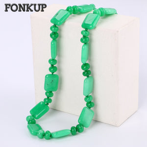 Green Jasper Necklace Gemstone Power Chain Bohemia Women Jewellery Femme Short Ornaments Natural Stone Neck Transparent
