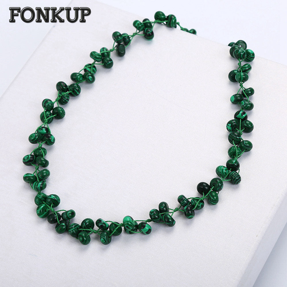 Green Stone Beads Necklace Malachite Chains Women Natural Jewellery Men Gem Stone Accessories Classic Femme Party Gift