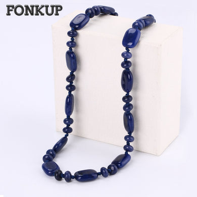 Lapis Necklace Power Stone Chain Women Short Naszyjnik Gem Jewelry Punk Anniversary Accessories Blue Bead Correntes Angel
