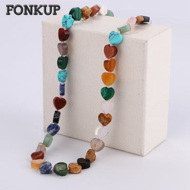 Natural Crystal Chains Power Gemstone Jewelry Women Exquisite Necklace Woven Heart-Shaped Ornaments Original Stone Bead
