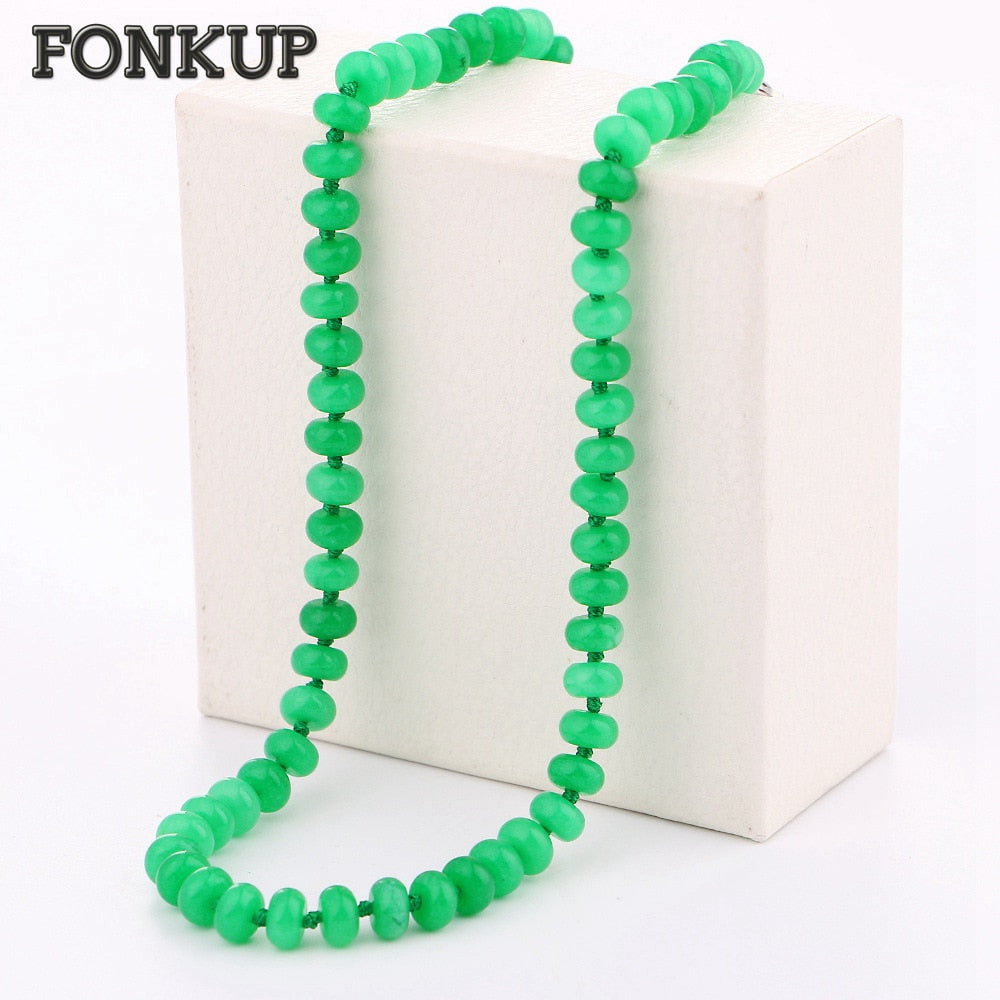 Natural Jasper Necklace Hyperbole Women Jewelry Men Short Chain Bead Green Beadwork Energy Stone Bead Raw Ore Round Reiki
