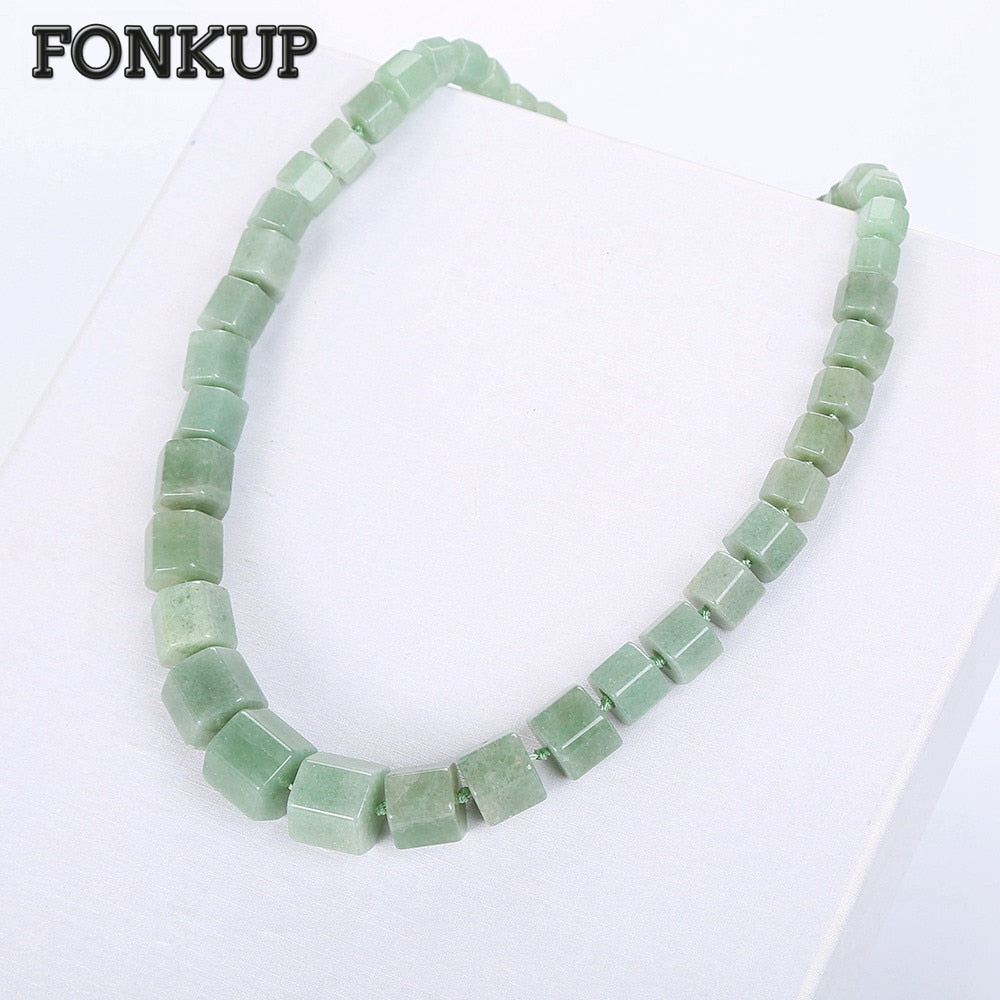 Natural Stone Necklace Geometric Chains Aventurine Jade Jewellery Gothic Women Party Accessories Queen Light Magnetic Bag