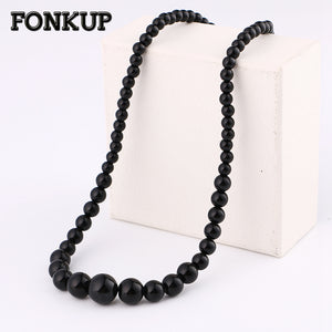 Obsidian Necklaces Bohemia Women Collane Bead Chain Power Accessories Men Short Jewelry Original Stone Lovers Literature