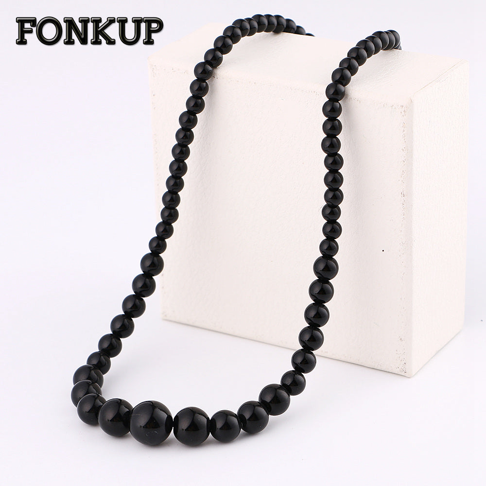 Obsidian Necklaces Bohemia Women Collane Bead Chain Power Accessories Men Short Jewelry Original Stone Lovers Literature