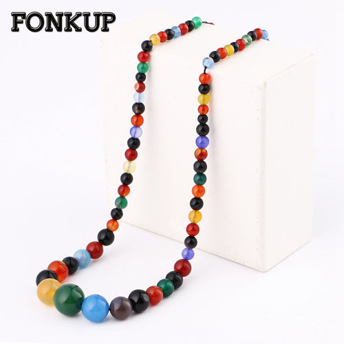 Collana arcobaleno Donna Gemma Gioielli Agata Perla Catena Accessori Coppia Moda Originale Juwelen Sette Chakra di guarigione 