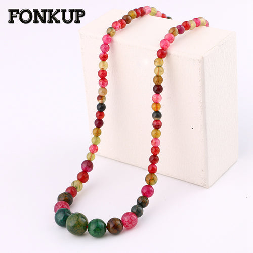 Collana in pietra arcobaleno Catena di perline Gioielli in agata Moda donna Colar Feminino Accessori in cristallo naturale Abalorios Reiki 