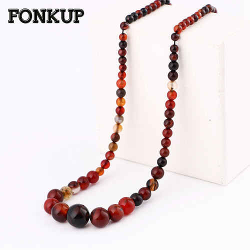 Red Agate Necklaces Bead Chain Jewelry Ethnic Women Accessories Men Stone Bijuterias Cartoon Amulet Sieraden Irregular