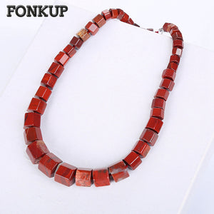 Red Jasper Necklace Natural Crystal Pendant Hyperbole Women Chain Geometric Jewelry Luminous Feather Fashion Ladies Gem