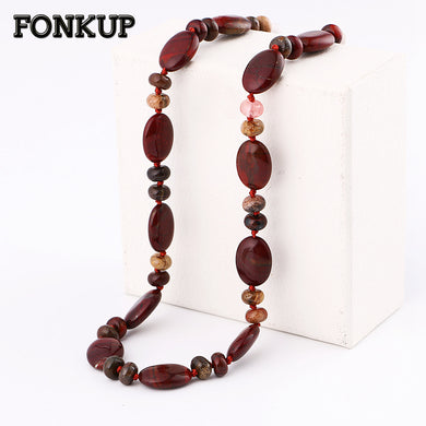 Red Jasper Necklace Power Gemstone Ornaments Women Bead Chain Tie Jewelry Exquisite Natural Stone Drop Water Rope Zelda