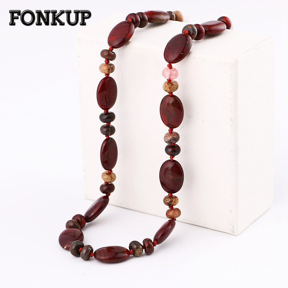 Red Jasper Necklace Power Gemstone Ornaments Women Bead Chain Tie Jewelry Exquisite Natural Stone Drop Water Rope Zelda
