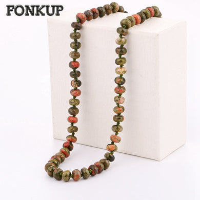 Unakite Necklace Crystal Stone Bead Chain Punk Men Jewelry Women Engagement Ornaments Power Gem French Zelda Invisible