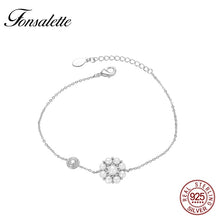 Load image into Gallery viewer, 925 Sterling Silver Cultured Pearl Petal Flowers Bangle Bracelets For Women Bride Party jewelry Gift ZK30