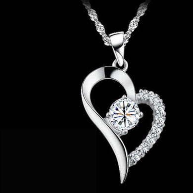 Forever Love Collana con pendente a forma di cuore in cristallo viola romantico con zirconi trasparenti per San Valentino, regalo per amore 