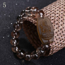 Load image into Gallery viewer, Forkup Bead Chain Bracelets Classic Women Bangle Smoky Quartz Jewellery Party Accessories Constellation Sculpture Buddha Figure