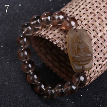 Load image into Gallery viewer, Forkup Bead Chain Bracelets Classic Women Bangle Smoky Quartz Jewellery Party Accessories Constellation Sculpture Buddha Figure