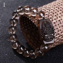 Load image into Gallery viewer, Forkup Bead Chain Bracelets Classic Women Bangle Smoky Quartz Jewellery Party Accessories Constellation Sculpture Buddha Figure