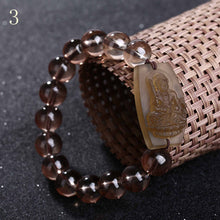 Load image into Gallery viewer, Forkup Bead Chain Bracelets Classic Women Bangle Smoky Quartz Jewellery Party Accessories Constellation Sculpture Buddha Figure