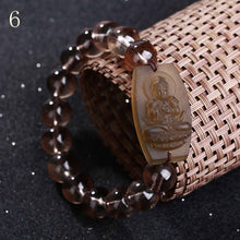 Load image into Gallery viewer, Forkup Bead Chain Bracelets Classic Women Bangle Smoky Quartz Jewellery Party Accessories Constellation Sculpture Buddha Figure