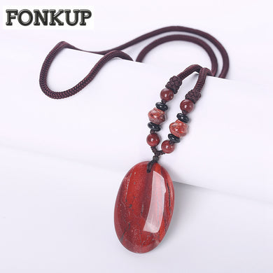 Forkup Diaspro Rosso Collane Punk Donne Bijoux Geometrica Ciondolo In Pietra Naturale Gioielli Da Sposa Corda Catena In Rilievo Fai Da Te Amicizia 