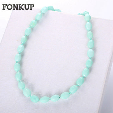 Forkup Women Power Necklaces Chalcedony Bead Chain Stone Jewellery Casual Accessories Wedding Geometric Rolo Chain Sailor Moon