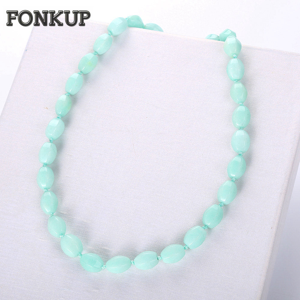 Forkup Women Power Necklaces Chalcedony Bead Chain Stone Jewellery Casual Accessories Wedding Geometric Rolo Chain Sailor Moon