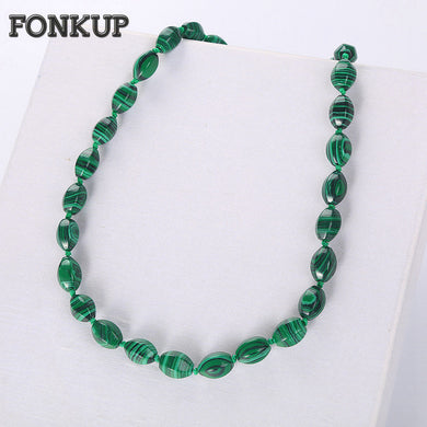 Forkup Women Power Necklaces Malachite Bead Chain Hyperbole Femme Fine Jewelry Bridesmaid Accessories Multilayer Round Beads Bag