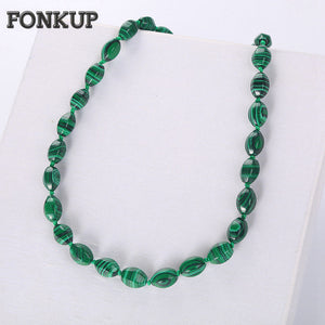 Forkup Women Power Necklaces Malachite Bead Chain Hyperbole Femme Fine Jewelry Bridesmaid Accessories Multilayer Round Beads Bag